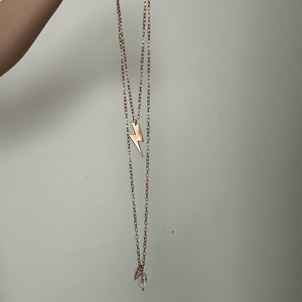 Antique gold lightning bolt necklace